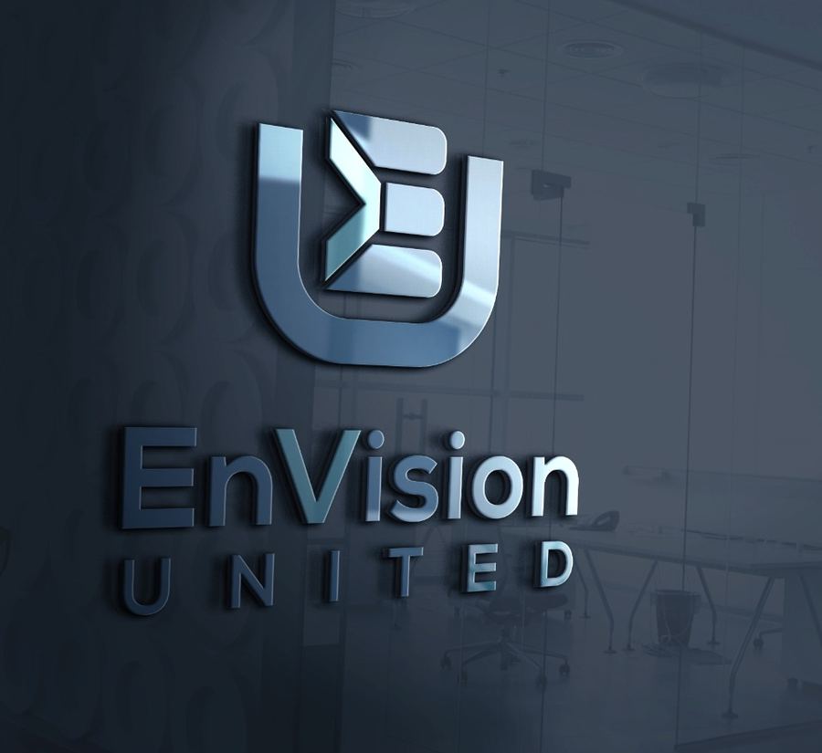 The EnVision United logo mounted on an office wall